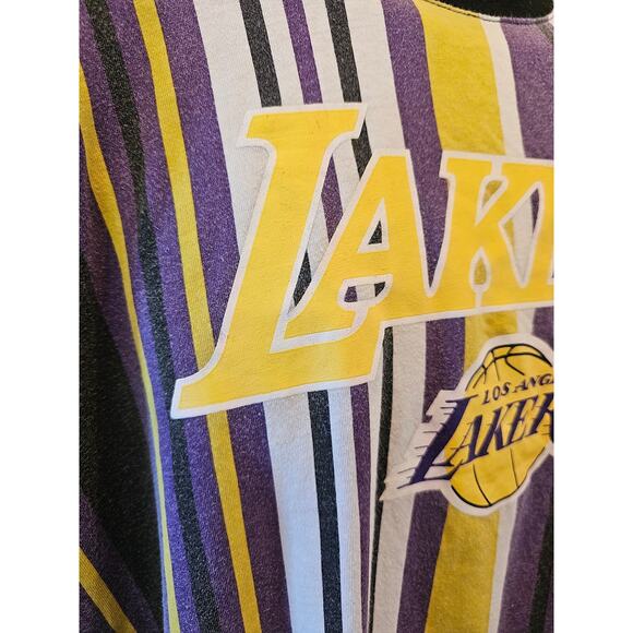 NBA LeBron James 23 LA Lakers Striped T Shirt Tee vintage fade XL mens collector - Picture 2 of 6